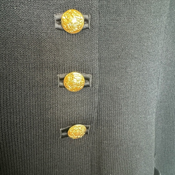 St John Collection Jacket Long Line Black Gold Button sz Large - Picture 2 of 6